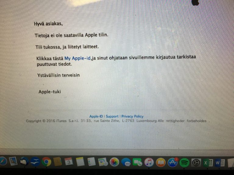 Apple ID tunnuksien kalasteluyritys